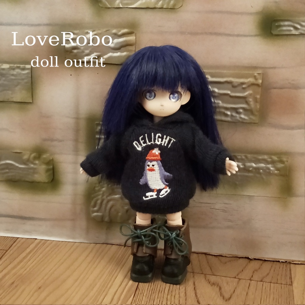 ＊オビツ11 フード付きペンギン柄トレーナー ドール服 ねんどろいどどーる＊