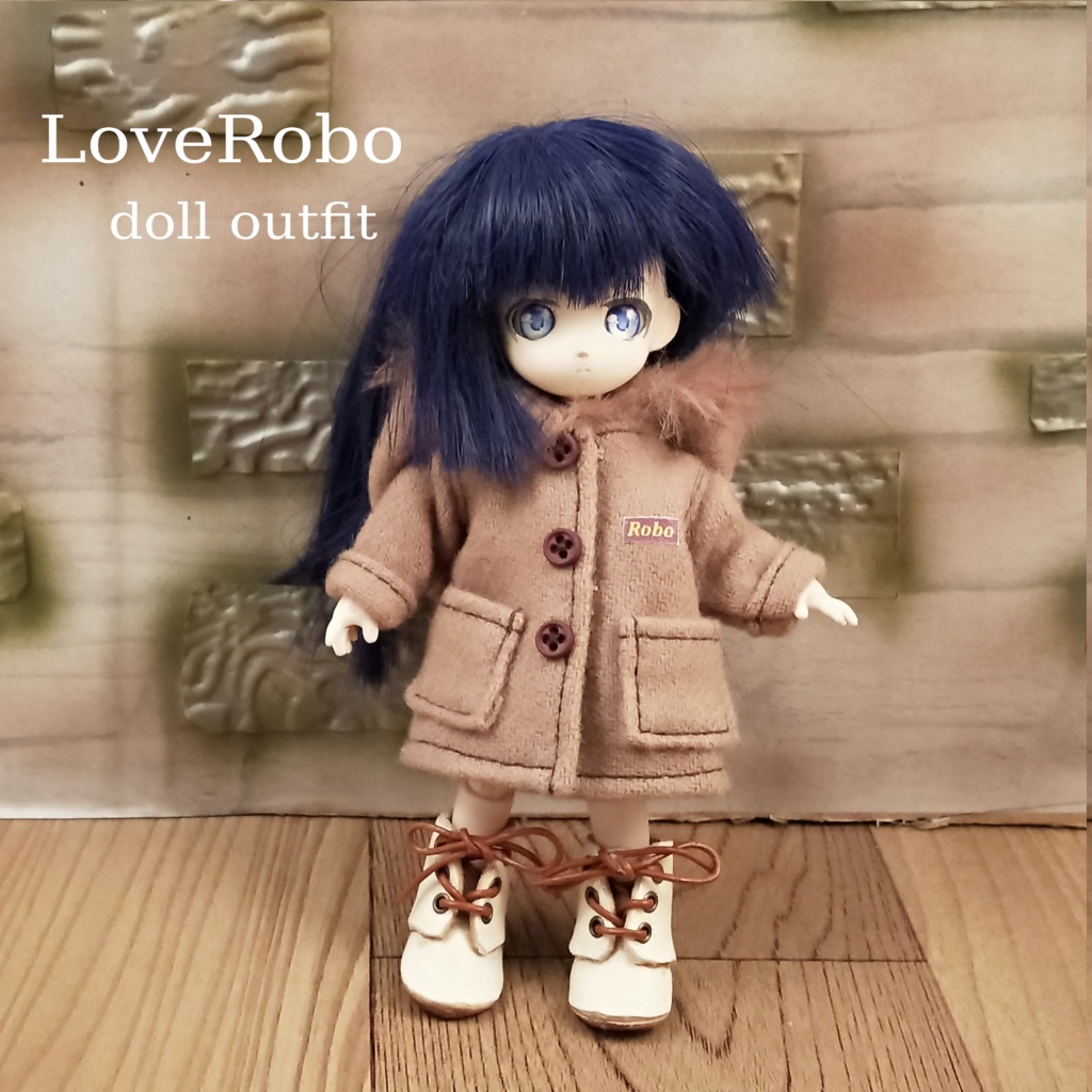 オビツ11 ファー付きコート(薄茶） ドール服 ねんどろいどどーる＊ steamloverobo BOOTH