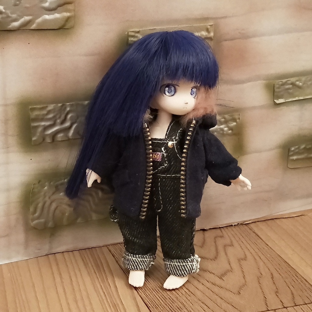 *オビツ11 フード付きジャンバー(濃紺)のみ ドール服 ねんどろいどどーる*