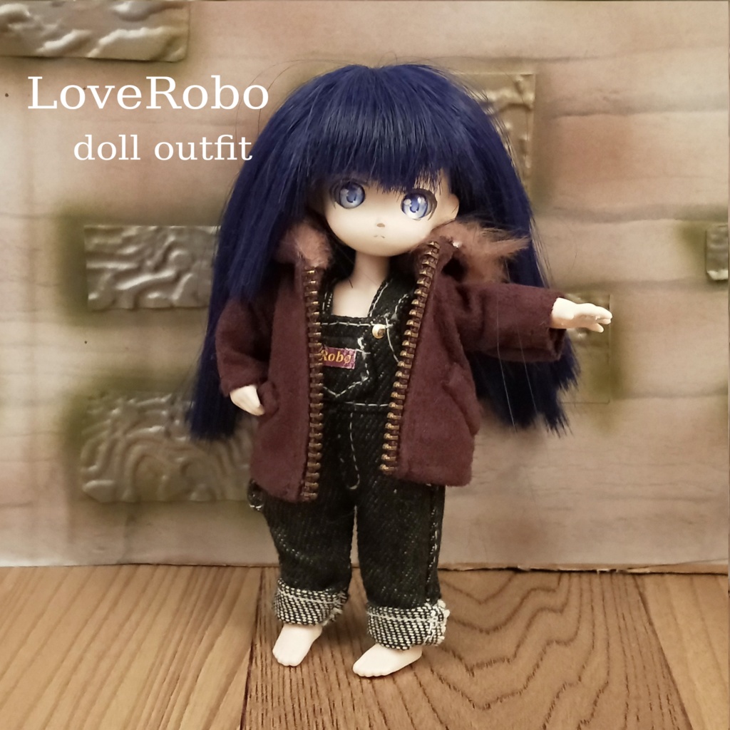 ＊オビツ11 フード付きジャンバー（こげ茶）のみ ドール服 ねんどろいどどーる＊