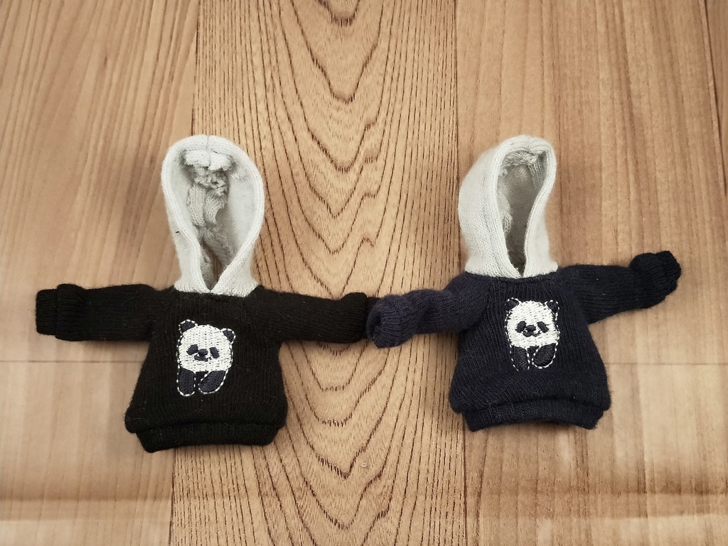 *オビツ11 フード付きパンダ柄トレーナー黒or濃紺 ドール服 ねんどろいどどーる*