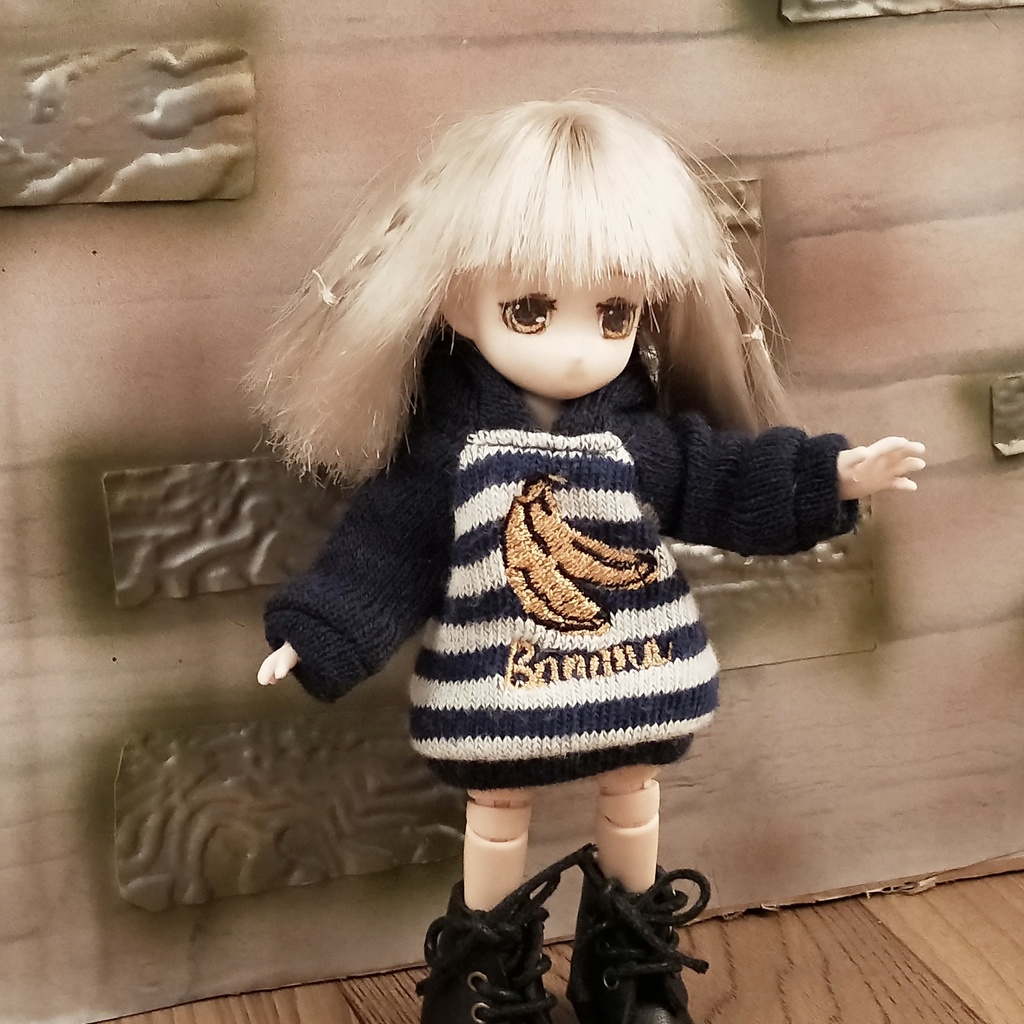 *オビツ11 フード付きバナナ柄トレーナー ドール服 ねんどろいどどーる*