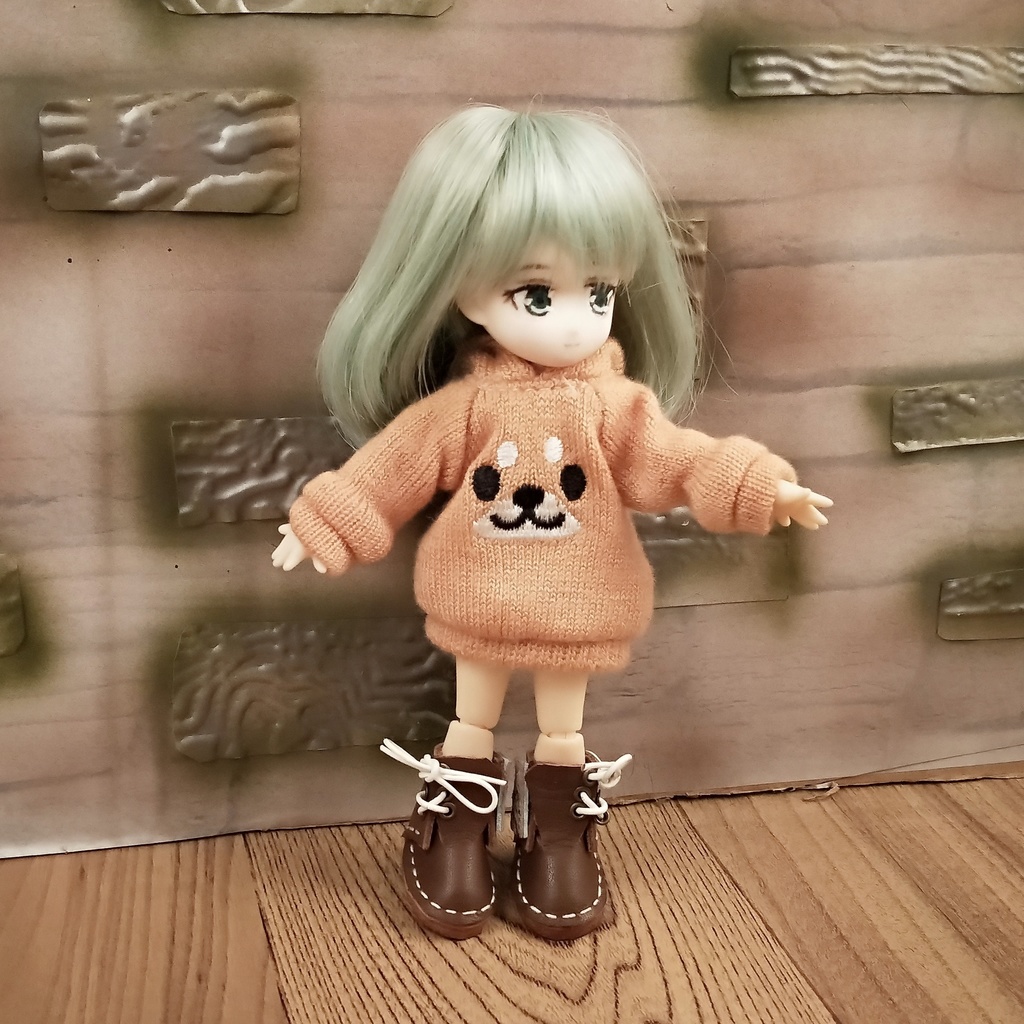 ＊オビツ11 フード付き犬顔柄トレーナー ドール服 ねんどろいどどーる＊