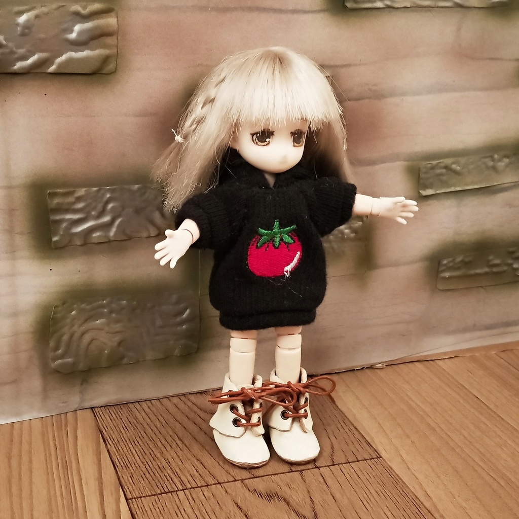 ＊オビツ11 半袖 フード付きトマト柄 トレーナー ドール服 ねんどろいどどーる＊