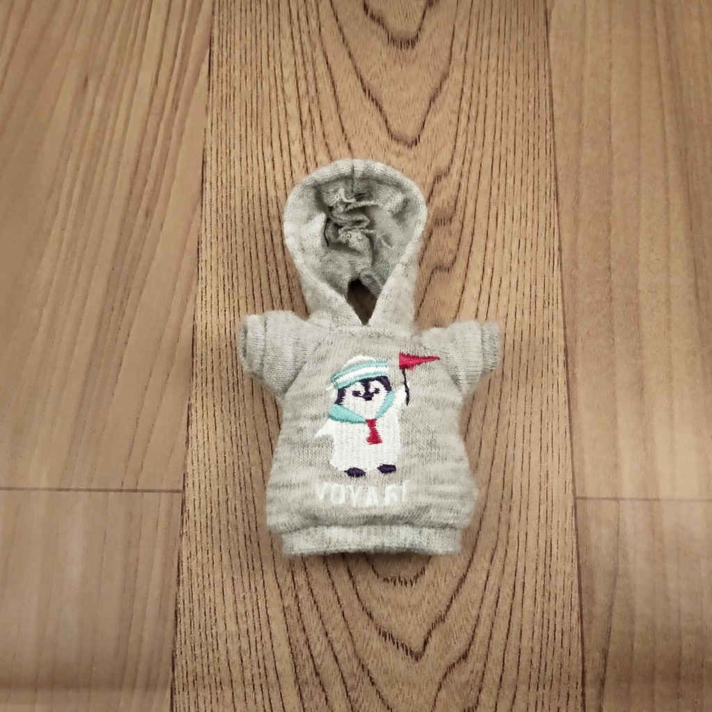 *オビツ11 半袖 フード付きペンギン柄(グレー) トレーナー ドール服 ねんどろいどどーる*