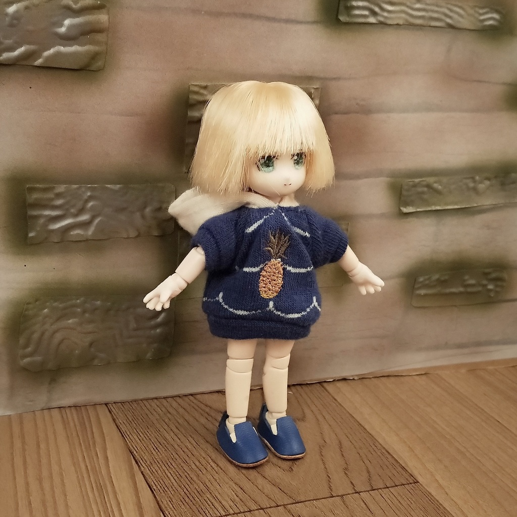 *オビツ11 半袖 フード付きパイナップル柄 トレーナー ドール服 ねんどろいどどーる*