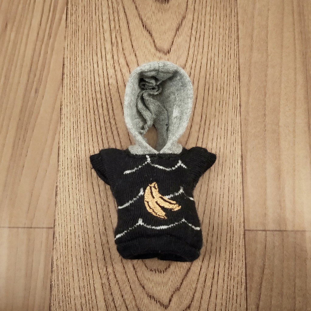 *オビツ11 半袖 フード付きバナナ柄トレーナー ドール服 ねんどろいどどーる*