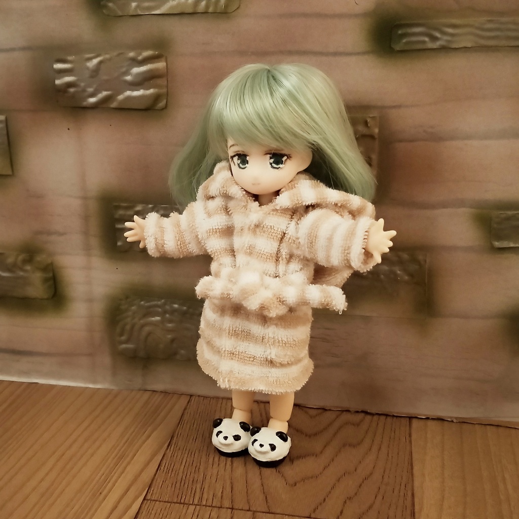 *オビツ11 フード付きルームウェア(茶色) ドール服 ねんどろいどどーる*