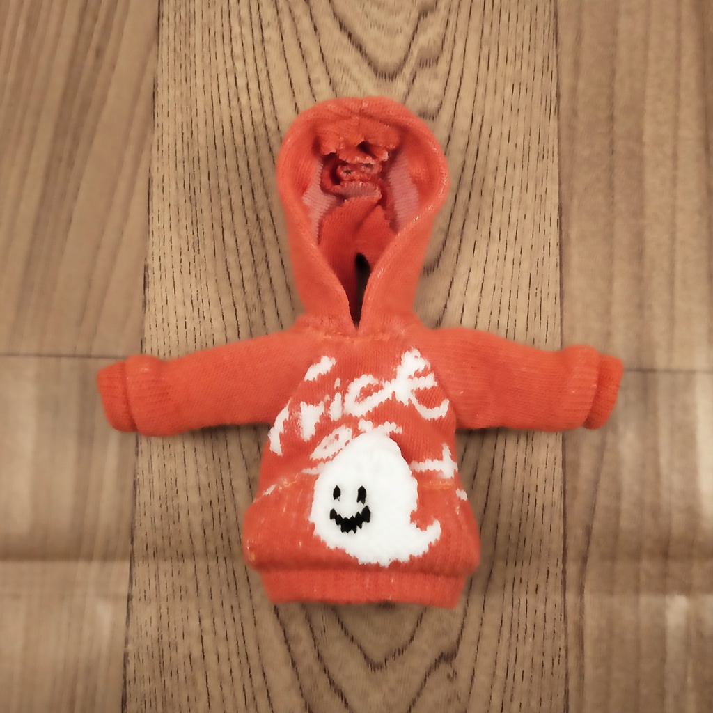 *オビツ11 フード付きおばけ柄トレーナー オレンジ ドール服 ねんどろいどどーる*