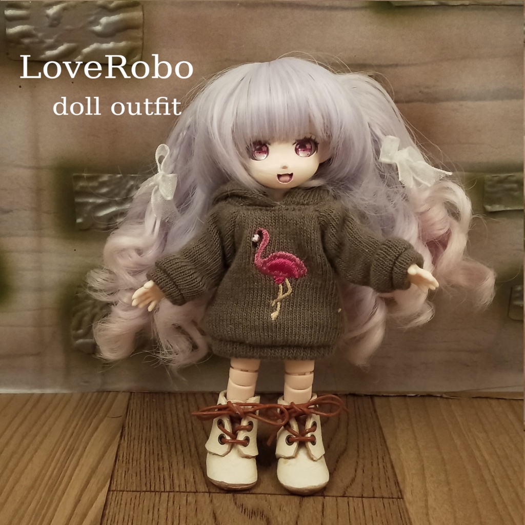 ＊オビツ11 フード付きフラミンゴ柄トレーナー ドール服 ねんどろいどどーる＊