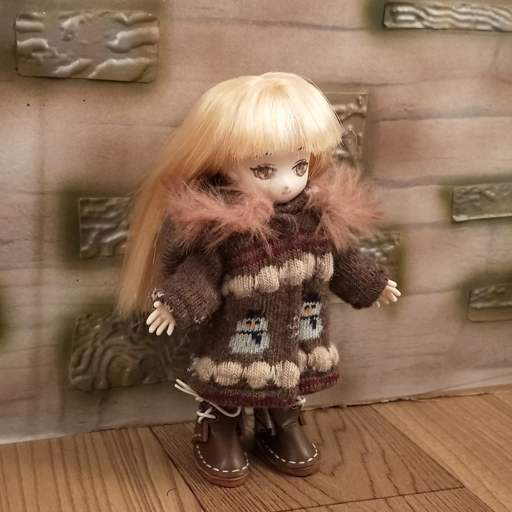 *オビツ11 ファー付きコート(雪だるま柄) ドール服 ねんどろいどどーる*