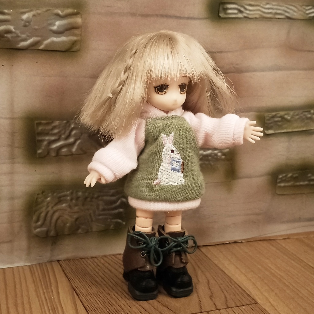 *オビツ11 フード付きうさぎ柄トレーナー ドール服 ねんどろいどどーる*