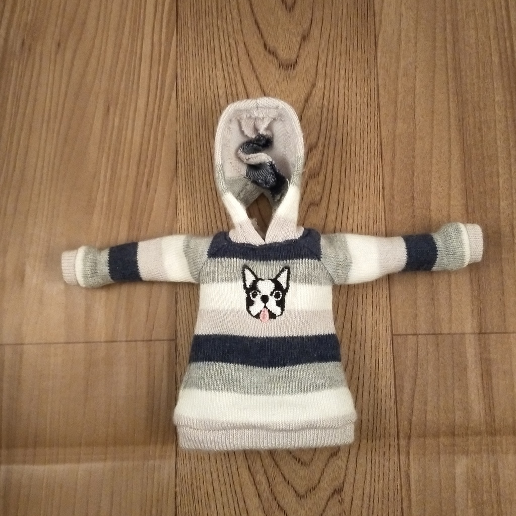 *オビツ22 フード付き犬ボーダー柄 トレーナー ブライス ピュアニーモS ドール服 *