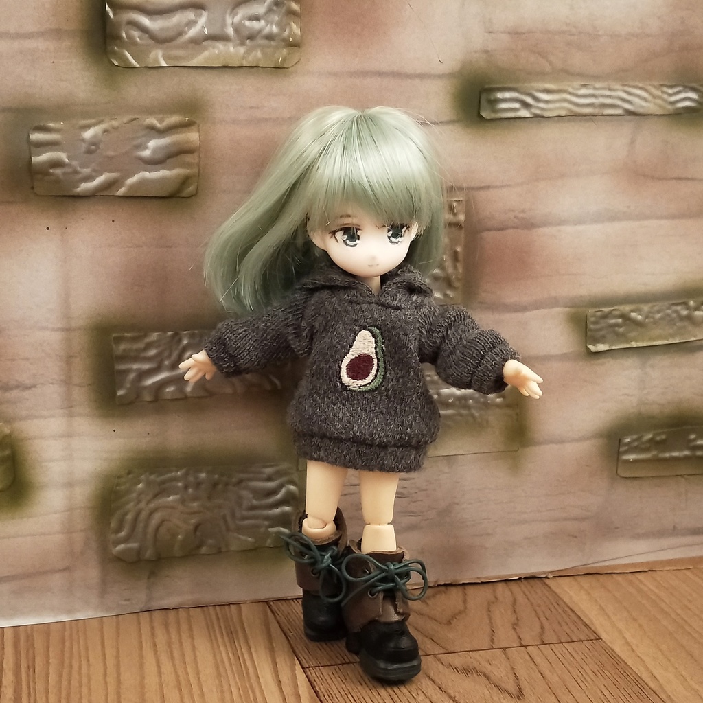 *オビツ11 フード付きアボカド柄トレーナー ドール服 ねんどろいどどーる*