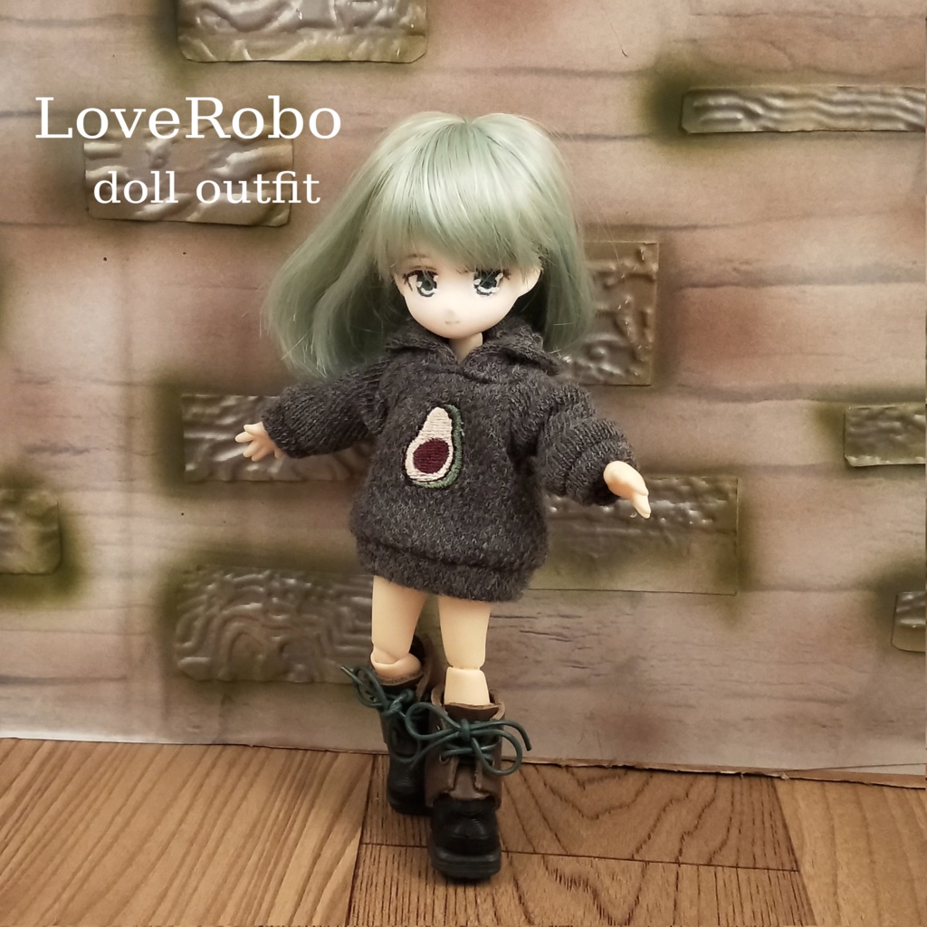 *オビツ11 フード付きアボカド柄トレーナー ドール服 ねんどろいどどーる*
