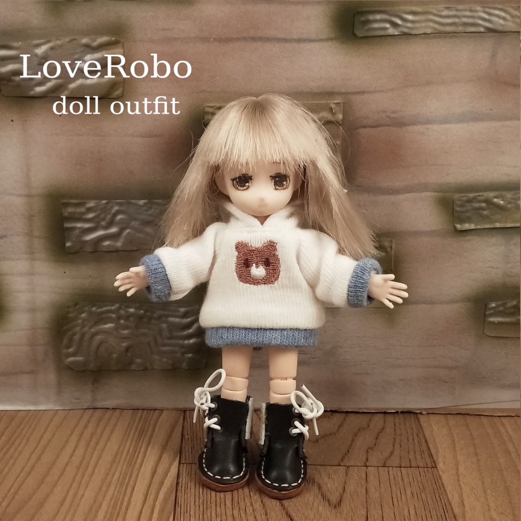 *オビツ11 フード付きクマ柄トレーナー ドール服 ねんどろいどどーる*