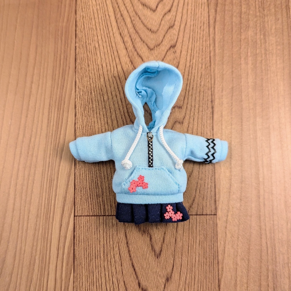 *オビツ11 フード付きニットプリーツワンピース ブルー ドール服 ねんどろいどどーる*