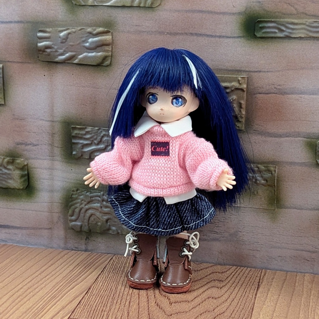 *オビツ11 お出かけワンピース 薄いピンク ドール服 ねんどろいどどーる*