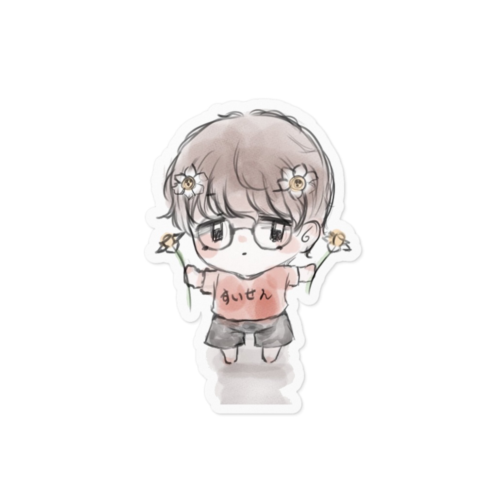 すいせんユゲ ホワイトステッカー