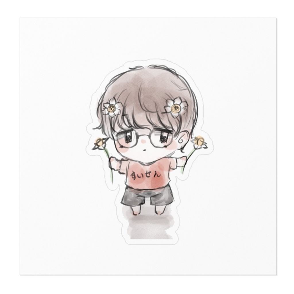 すいせんユゲ ホワイトステッカー
