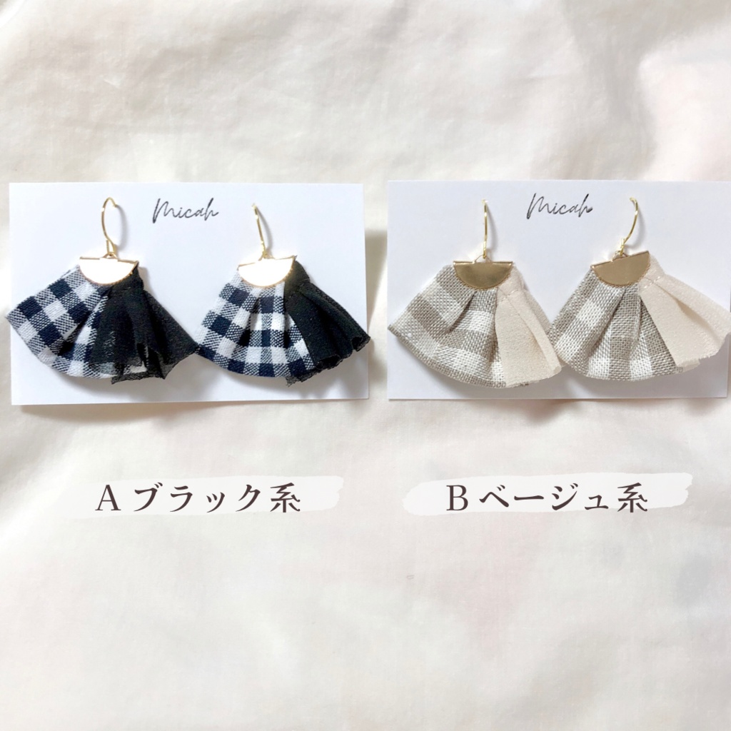 ぬいとお揃いピアス(プリーツギンガム)