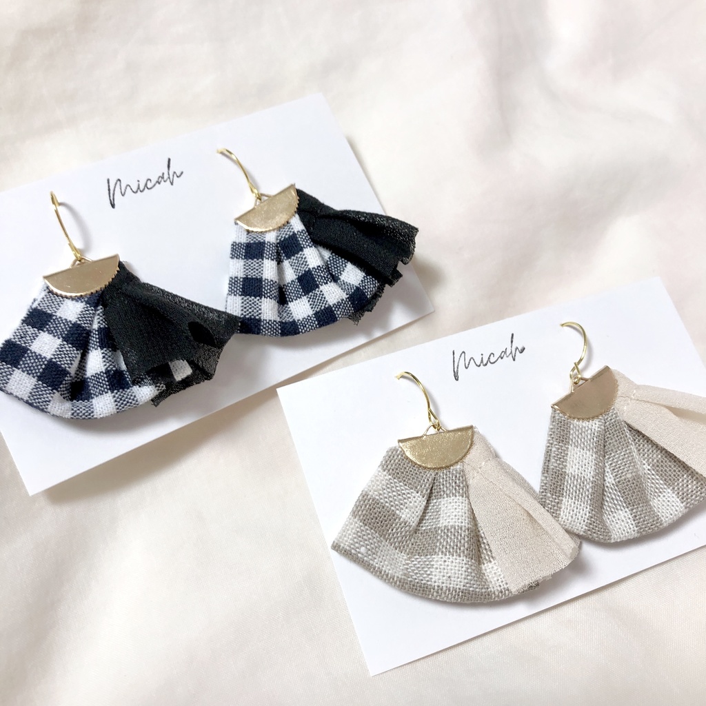 ぬいとお揃いピアス(プリーツギンガム)