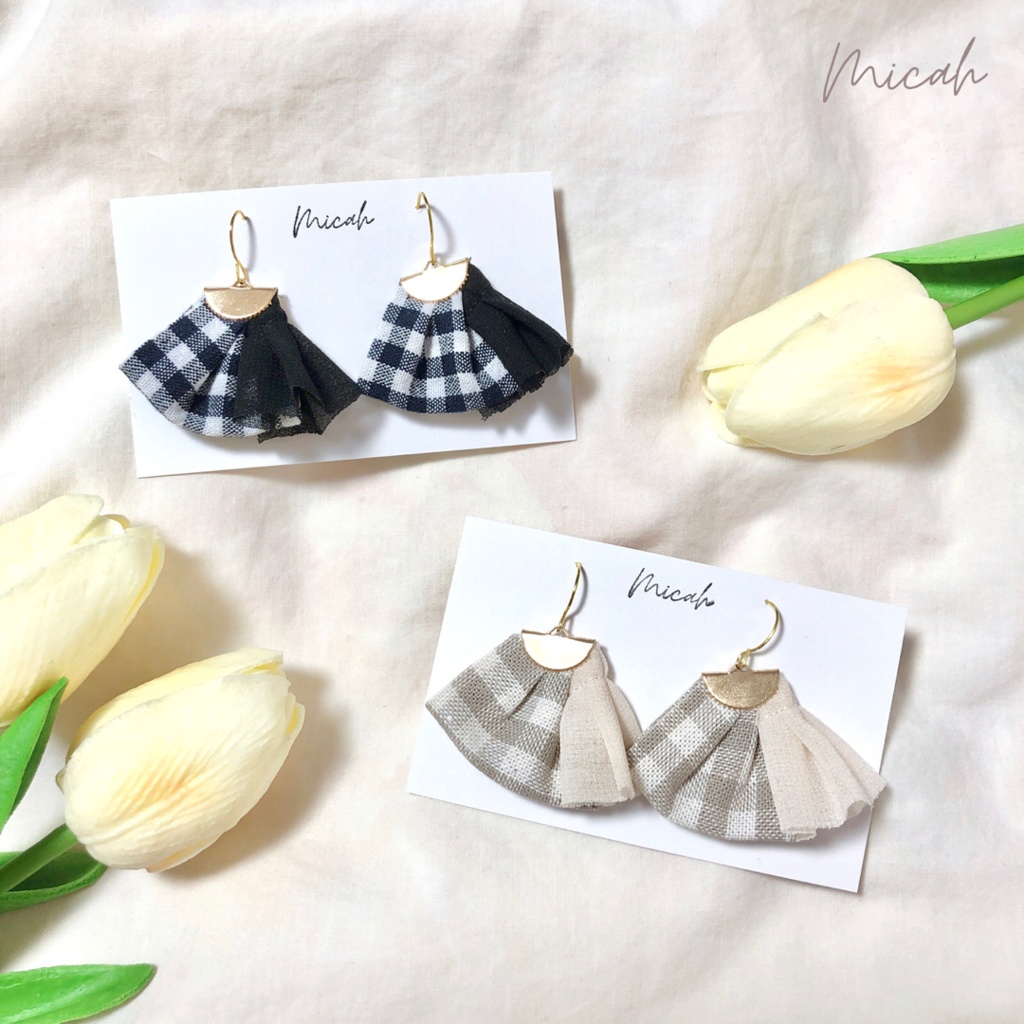 ぬいとお揃いピアス(プリーツギンガム)