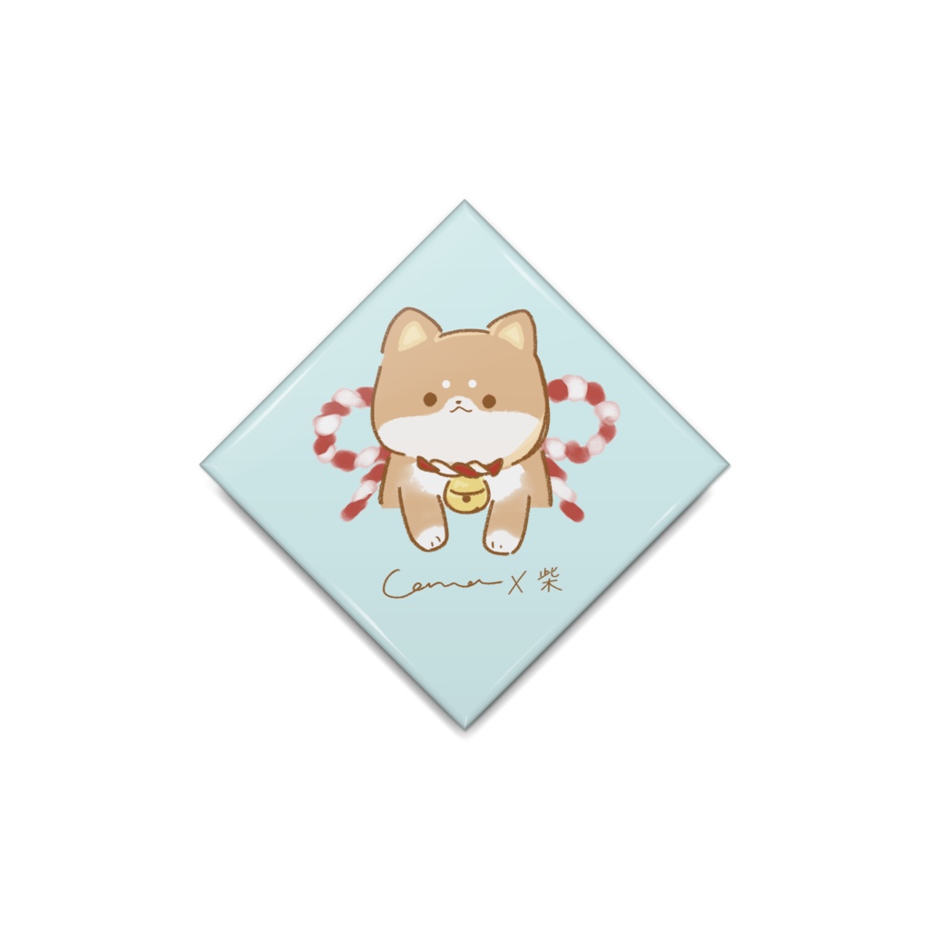【缶バッジ】狛犬×柴犬デザイン。