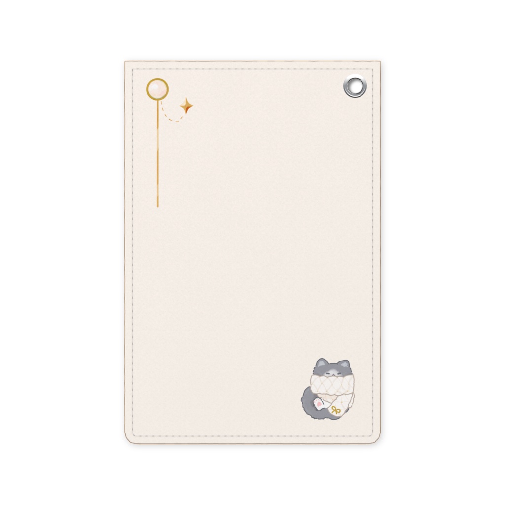 冬限定【パスケース】ねことマフラー/パールホワイト