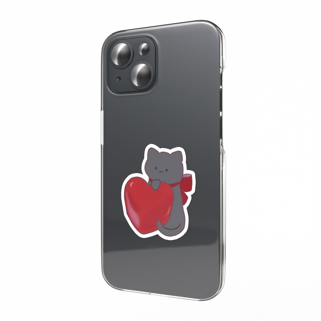 バレンタイン限定【ステッカー】黒猫とルビーチョコ