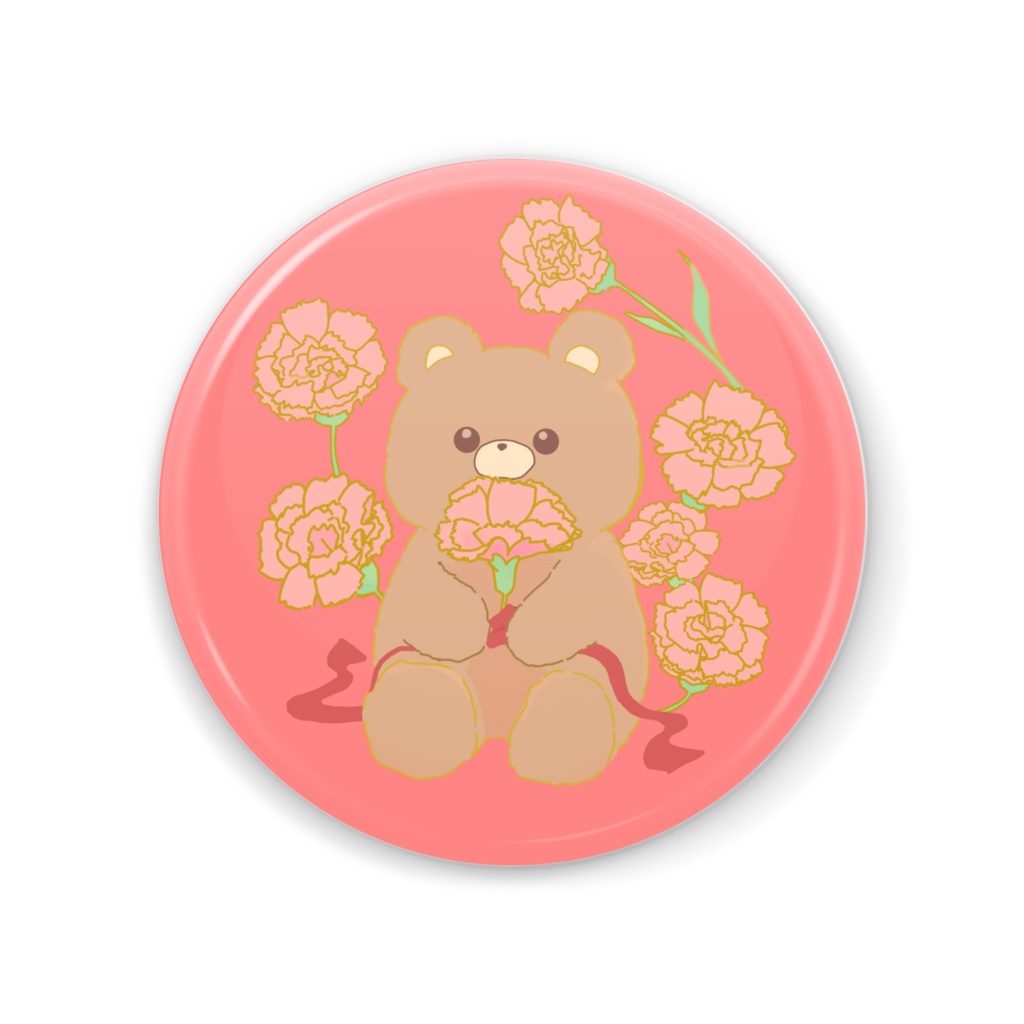 【缶ミラー】テディベアとカーネーション