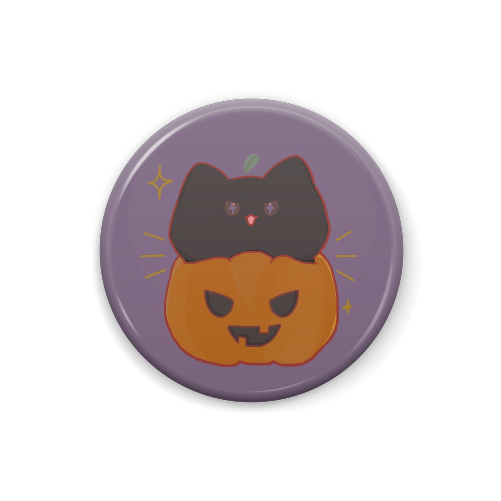 ハロウィン限定【缶バッジ】おばけかぼちゃといたずら黒猫