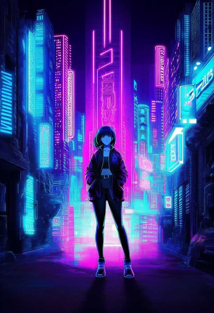 【AI生成】サイバーパンク少女CG集 Vol.1|SF近未来 高解像度20枚 商用可