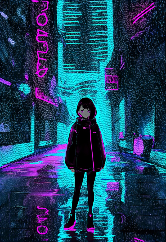 【AI生成】サイバーパンク少女CG集 Vol.1|SF近未来 高解像度20枚 商用可