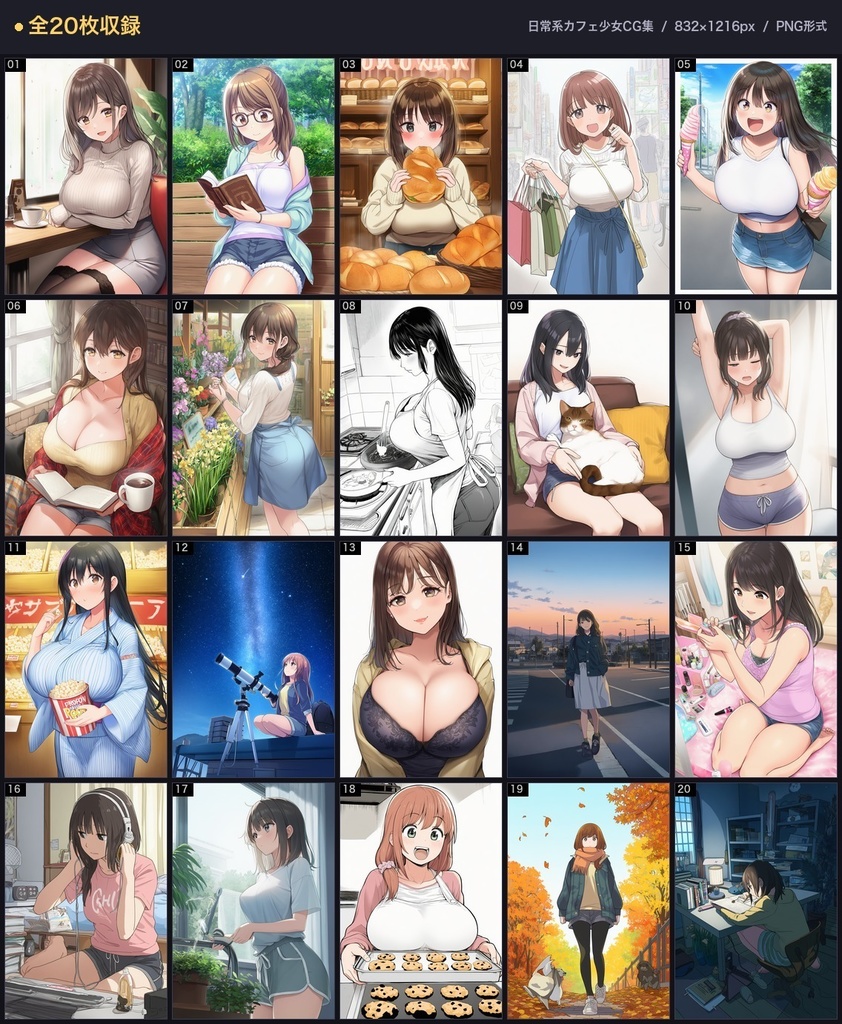 【AI生成】日常系カフェ少女CG集 Vol.1｜ほっこり系 高解像度20枚 商用可