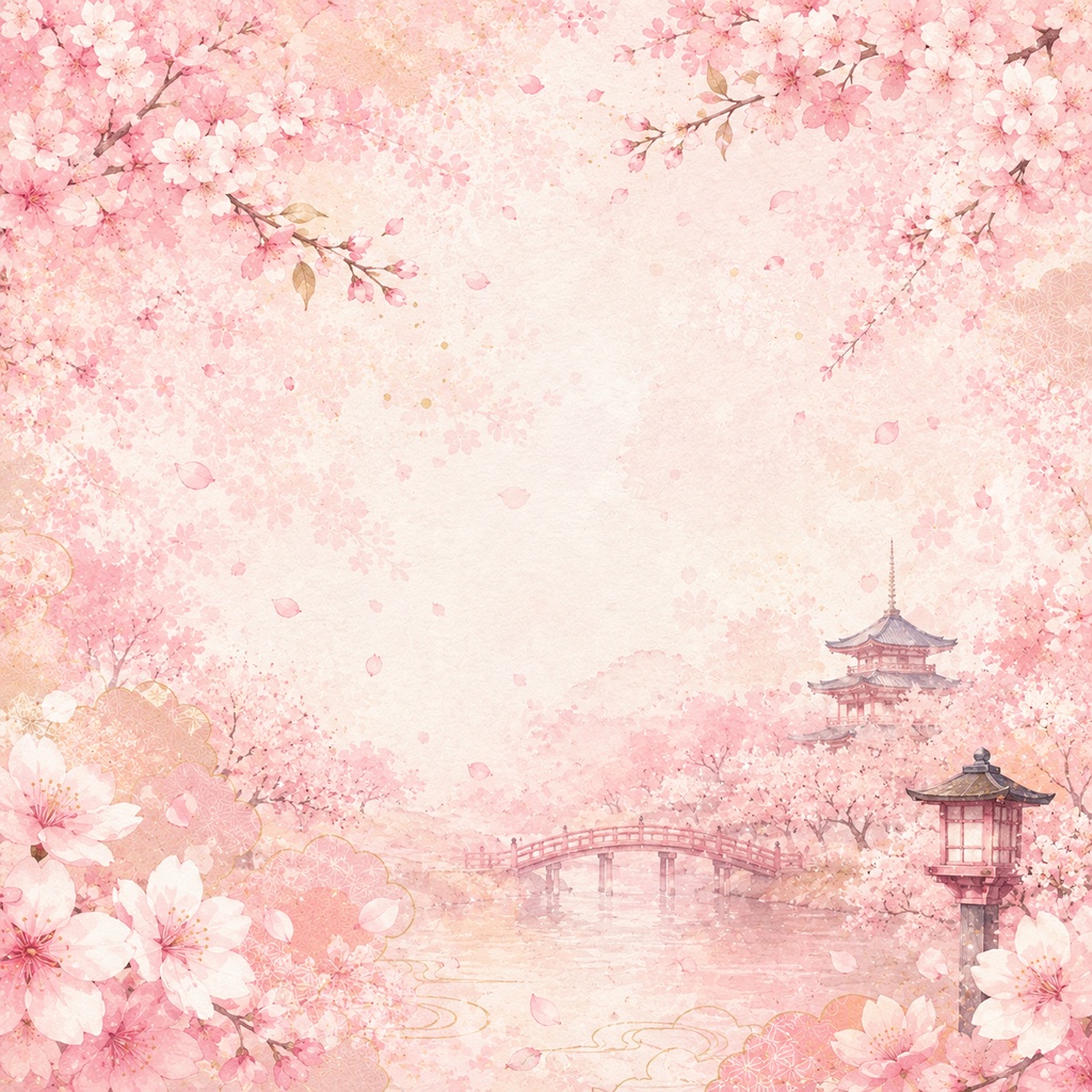 桜舞う春の庭園｜和風さくらファンタジー・デジタルペーパー