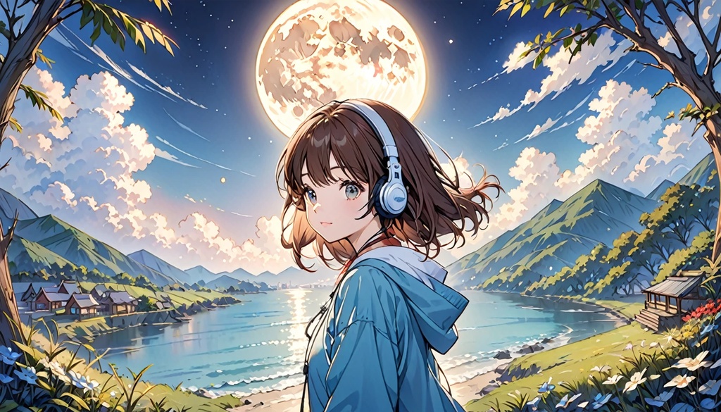 【作業用BGM】月明かりの下で - 月の光に照らされる夜【フリーBGM・落ち着く・まったり】