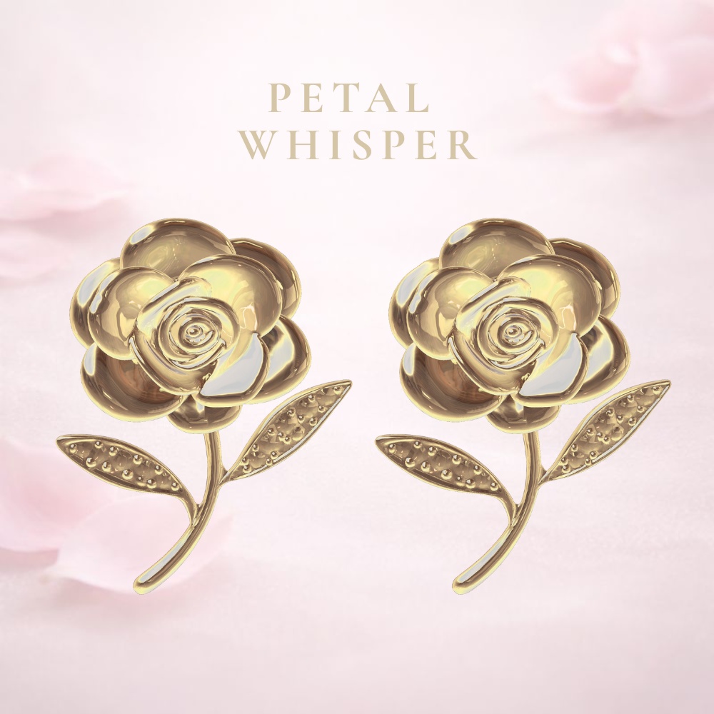 PETAL WHISPER – 花弁がほどく秘密 –ゴールドピアス