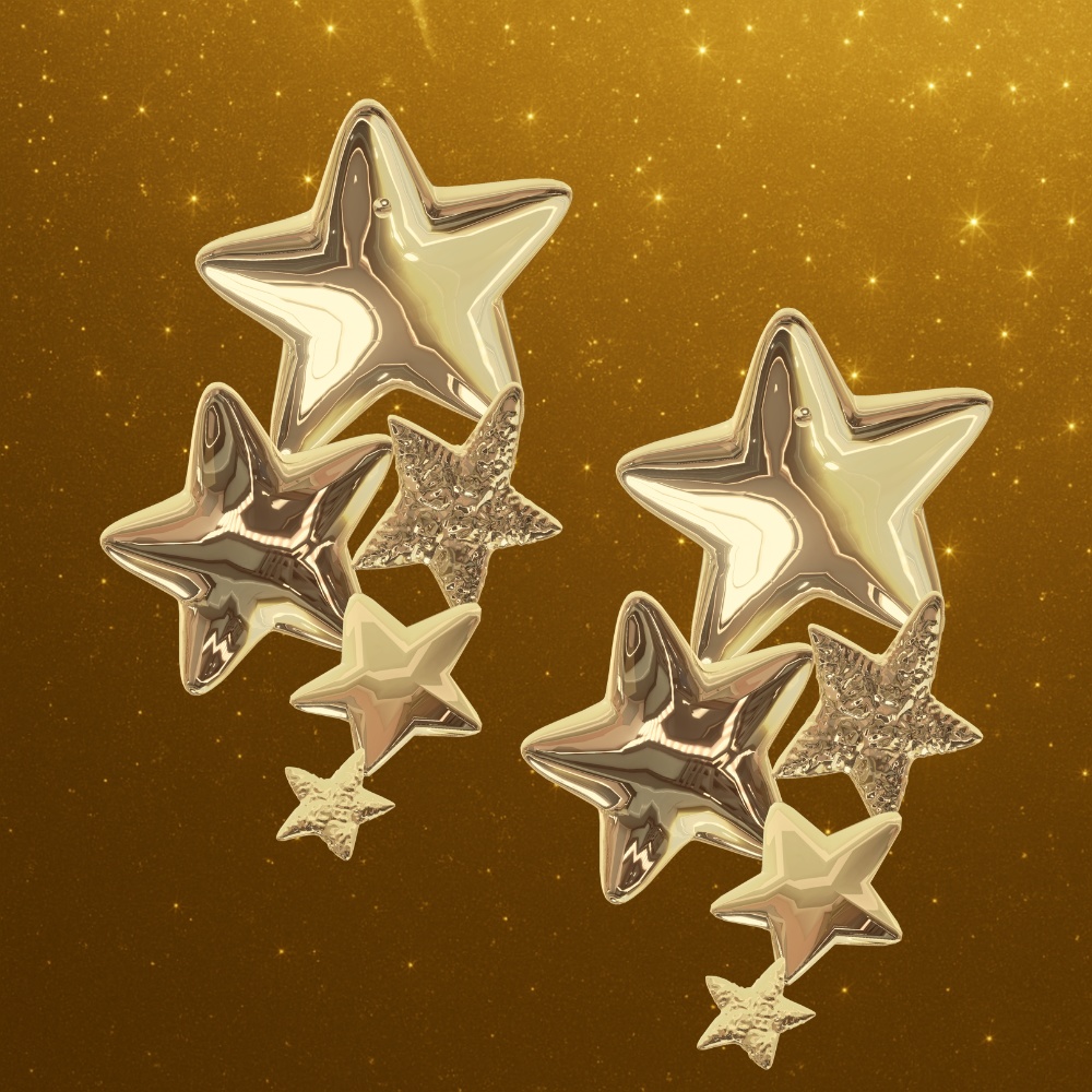 STARFALL AURA – 星溢のきらめき –ゴールドピアス