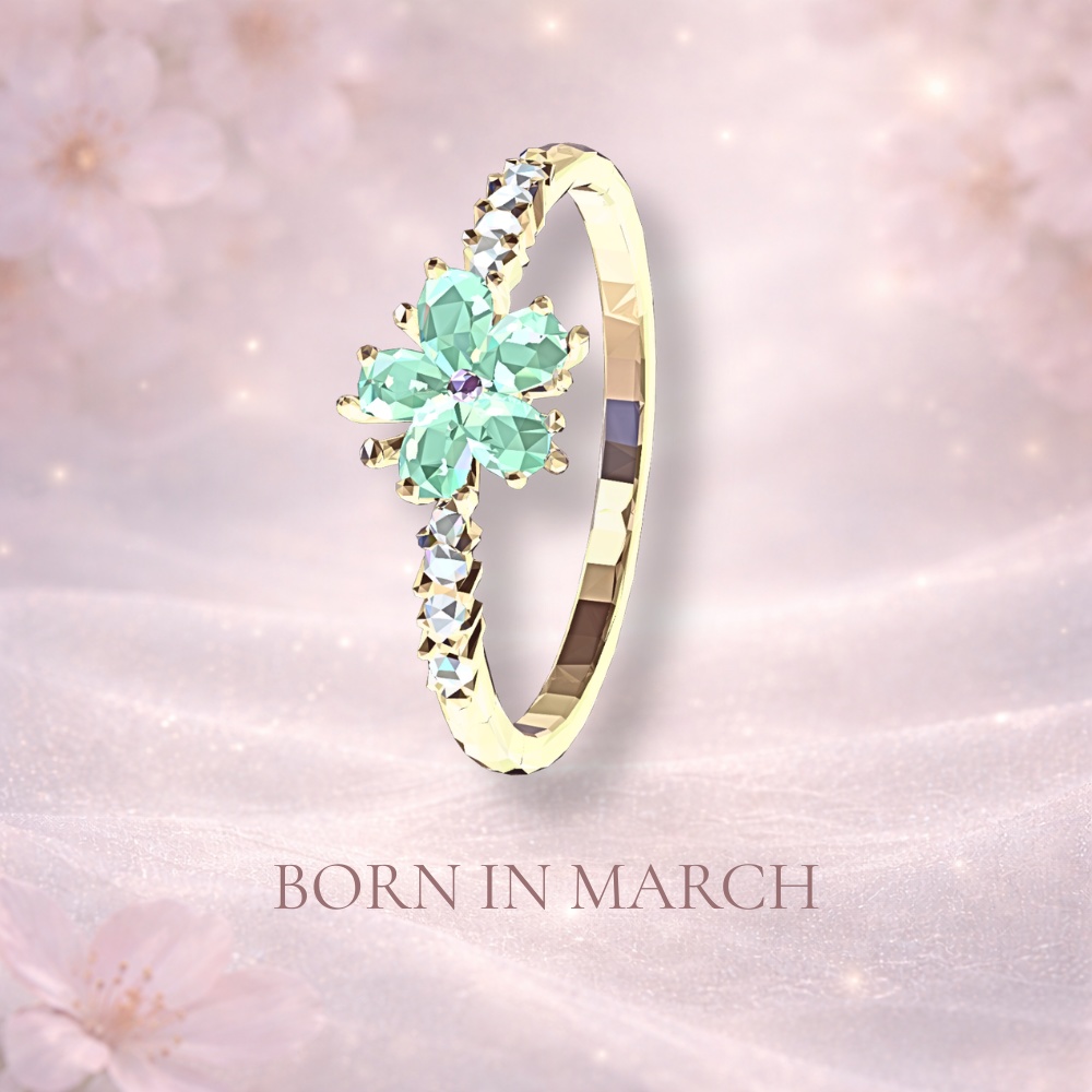 ３月誕生石リング　BORN IN MARCH ― ほどけていく途中 ―
