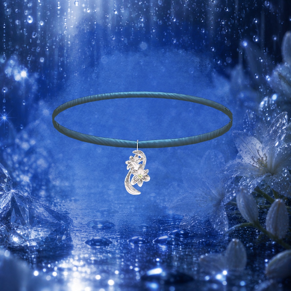 【6月限定販売】誕生花 百合のチョーカー/ユリのピアス RAIN LILYー雨の記憶ー