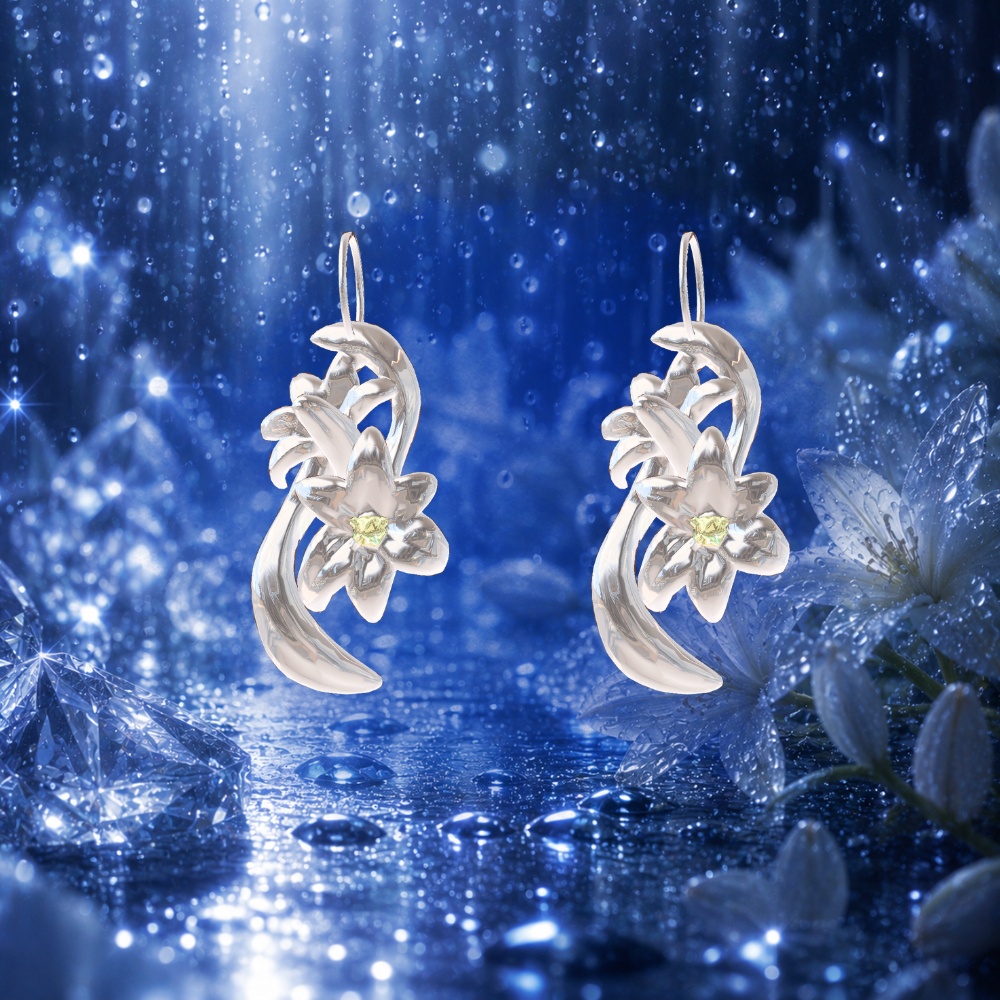 【6月限定販売】誕生花 百合のチョーカー/ユリのピアス RAIN LILYー雨の記憶ー