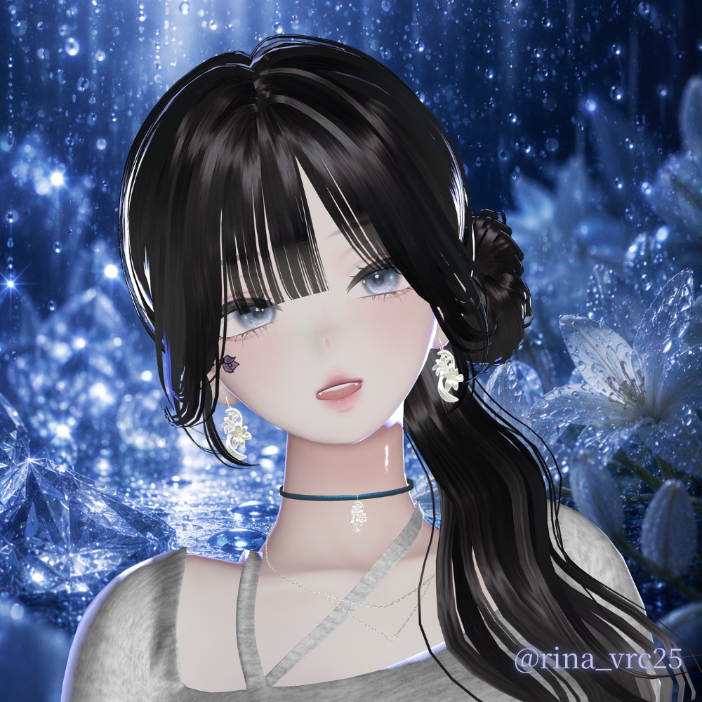 【6月限定販売】誕生花 百合のチョーカー/ユリのピアス RAIN LILYー雨の記憶ー