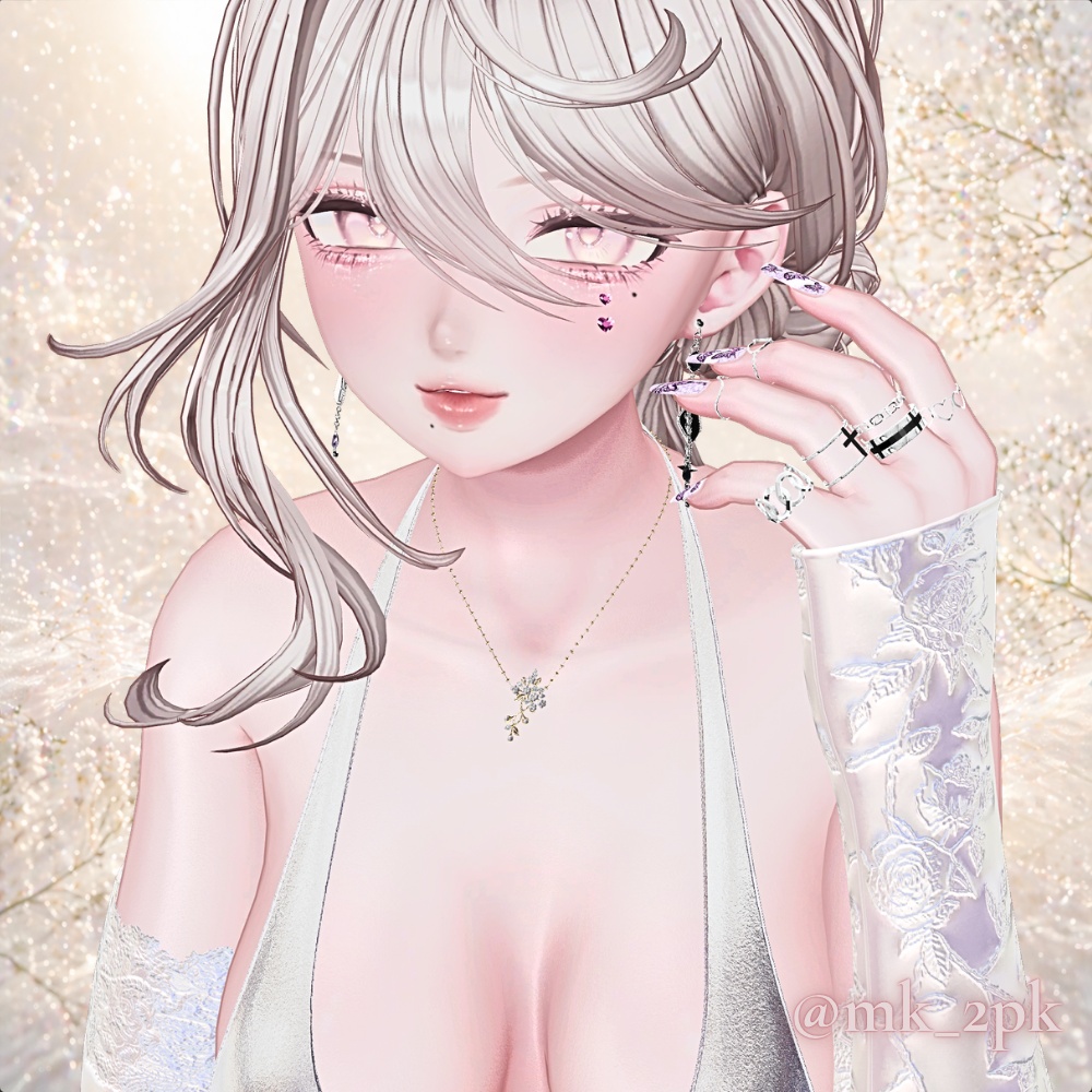 カスミソウネックレス【9アバター対応】ー4月の誕生花ー