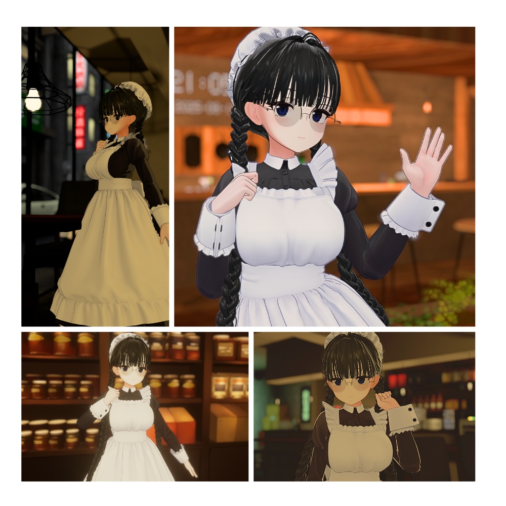 【9アバター対応】シンプルみつあみヘア