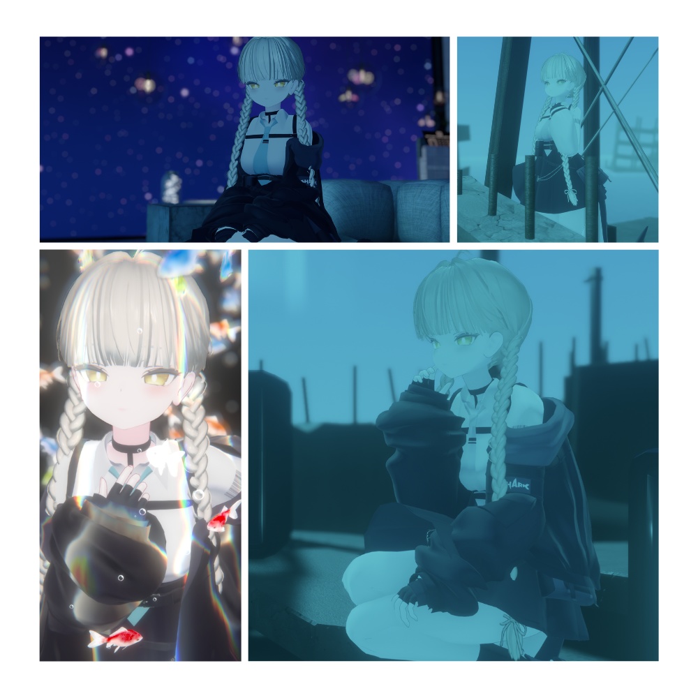 【9アバター対応】シンプルみつあみヘア