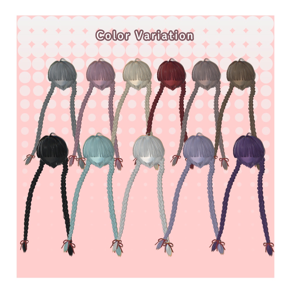 【9アバター対応】シンプルみつあみヘア