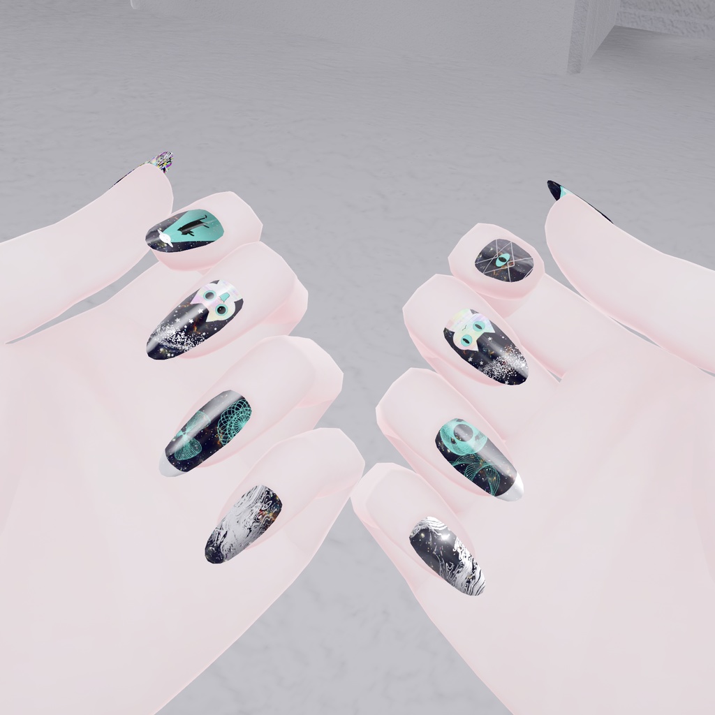 MDollnail対応』宇宙猫ネイル―Galaxy Cat Nails― - またちゃんのヤツ