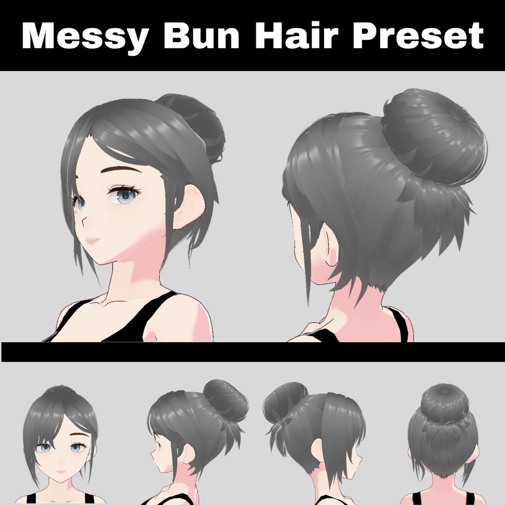 [Vroid] Messy Bun Hair Preset