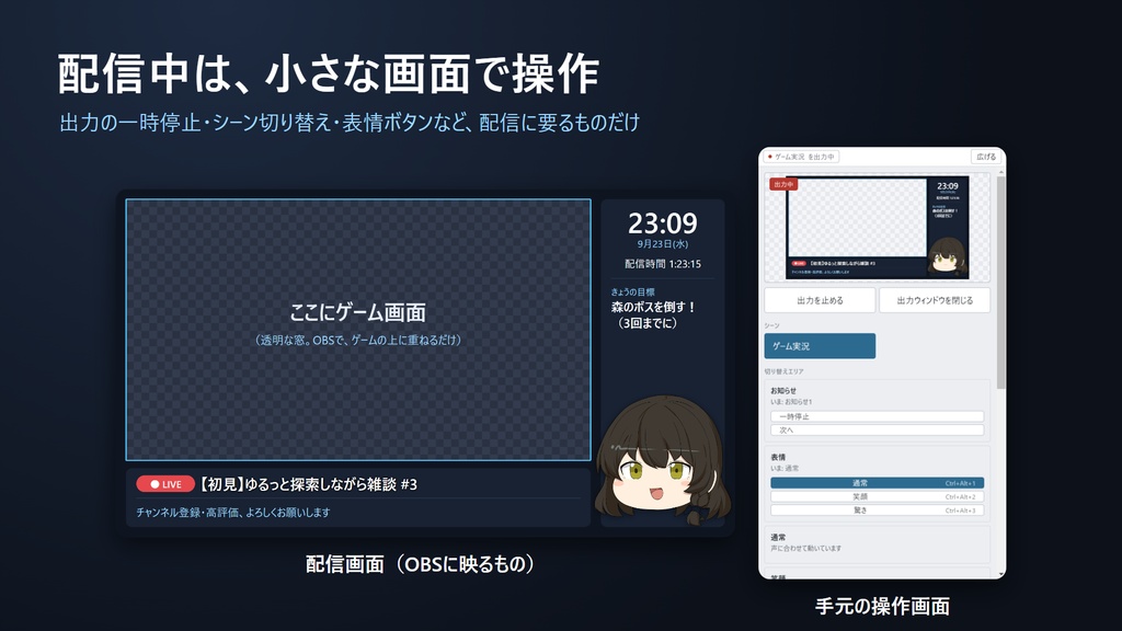 配信レイアウトメーカー【先行体験版】OBSに重ねる配信画面を一つの画面で作るツール